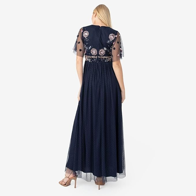 maya deluxe women's womens maxi dress ladies embellished spot mesh a line v neck dress for wedding guest bridesmaid prom ball occasion dress maya deluxe women's womens maxi dress ladies embellished spot mesh a line v neck dress for wedding guest bridesmaid prom ball occasion dress