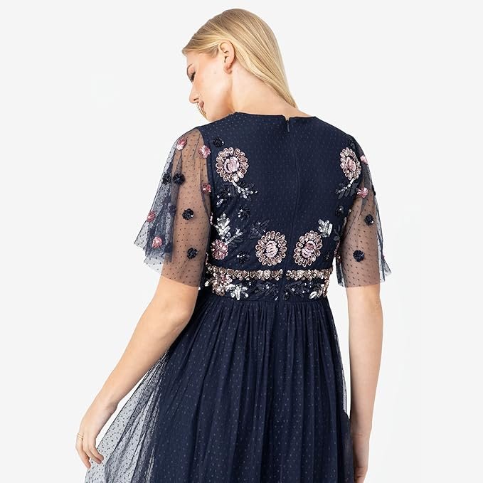 maya deluxe women's womens maxi dress ladies embellished spot mesh a line v neck dress for wedding guest bridesmaid prom ball occasion dress maya deluxe women's womens maxi dress ladies embellished spot mesh a line v neck dress for wedding guest bridesmaid prom ball occasion dress