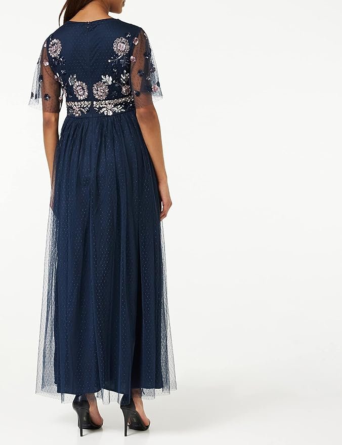 maya deluxe women's womens maxi dress ladies embellished spot mesh a line v neck dress for wedding guest bridesmaid prom ball occasion dress maya deluxe women's womens maxi dress ladies embellished spot mesh a line v neck dress for wedding guest bridesmaid prom ball occasion dress